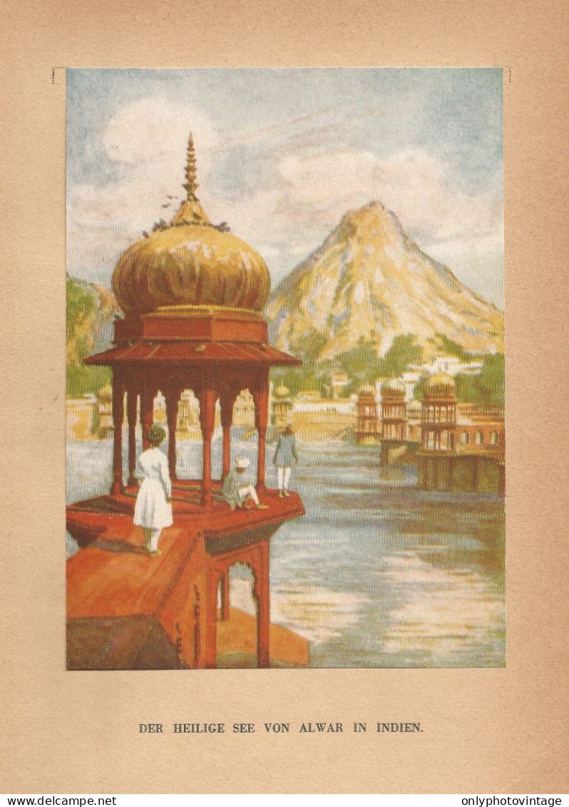 India - Il Lago Sacro Di Alwar - Stampa D'epoca - 1920 Vintage Print - Stiche & Gravuren