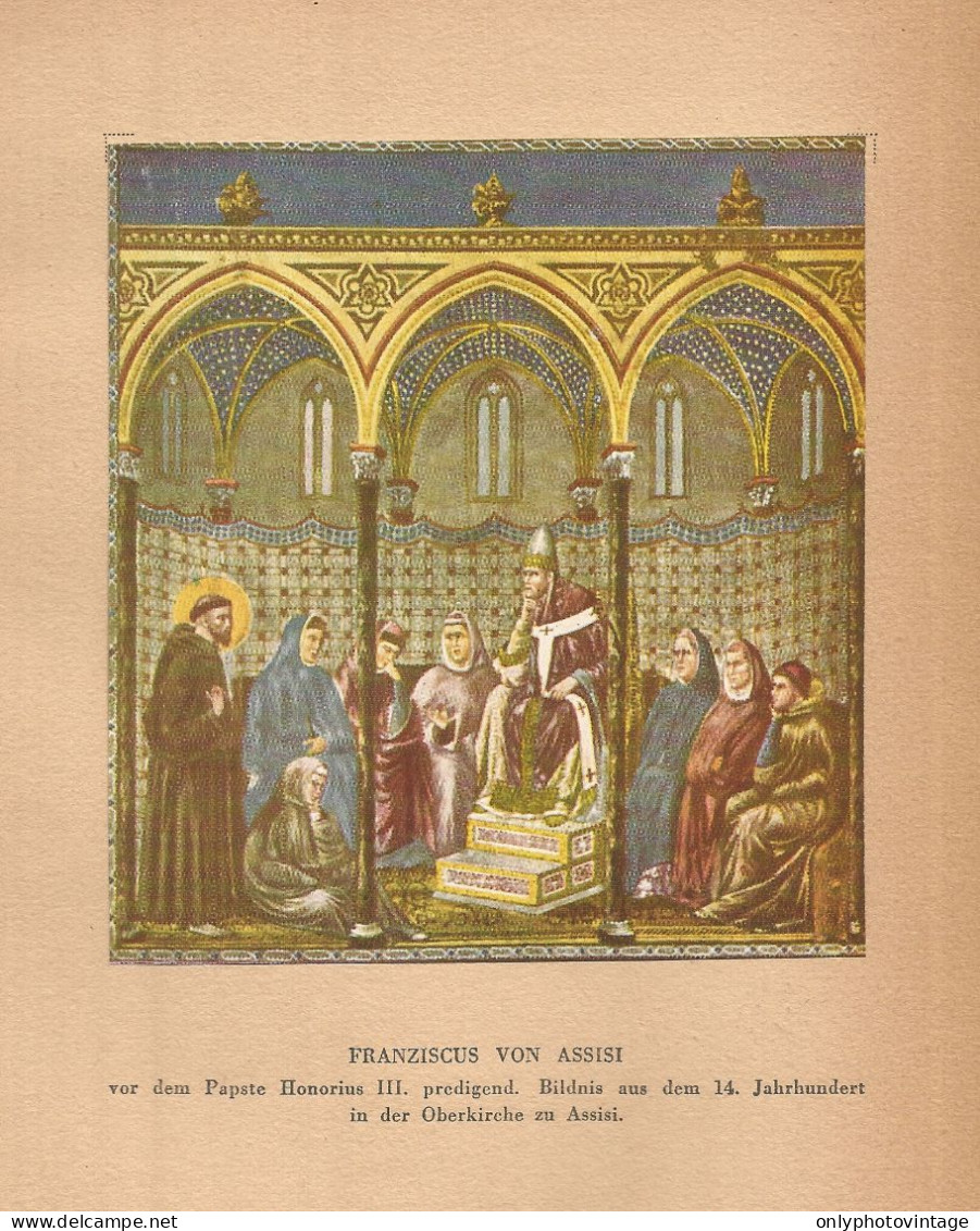 Franziscus Von Assisi - Papste Honorius III - Stampa D'epoca - 1920 Print - Estampas & Grabados