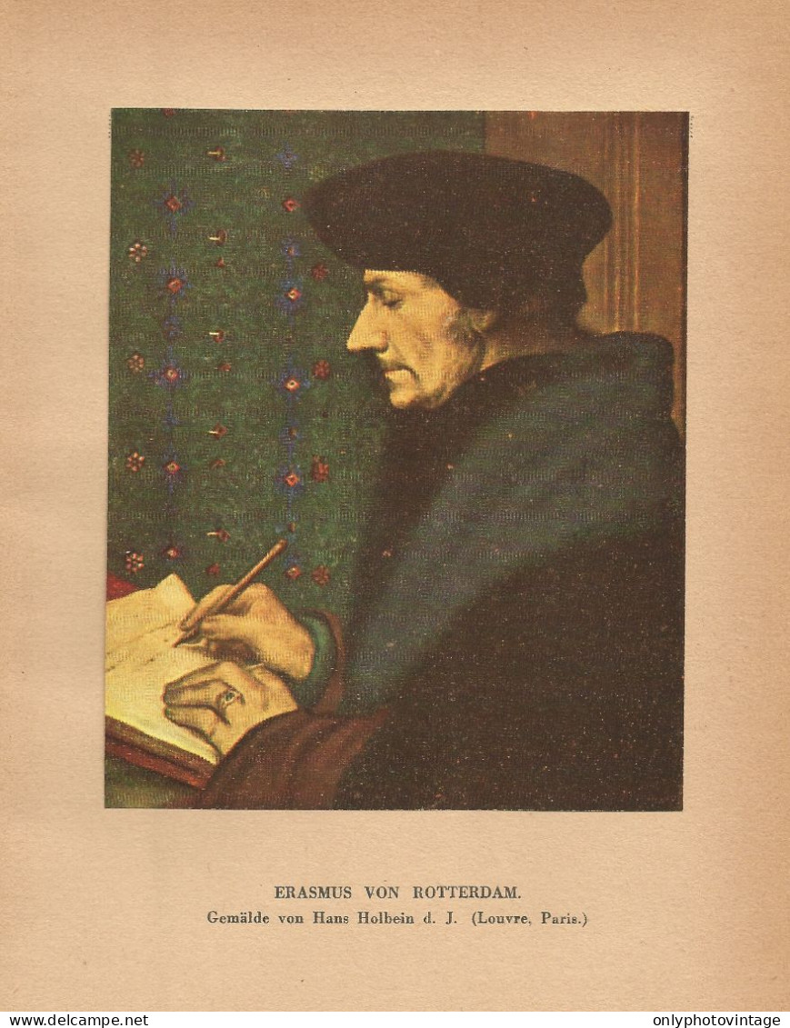 Erasmus Von Rotterdam - Stampa D'epoca - 1920 Old Print - Estampes & Gravures