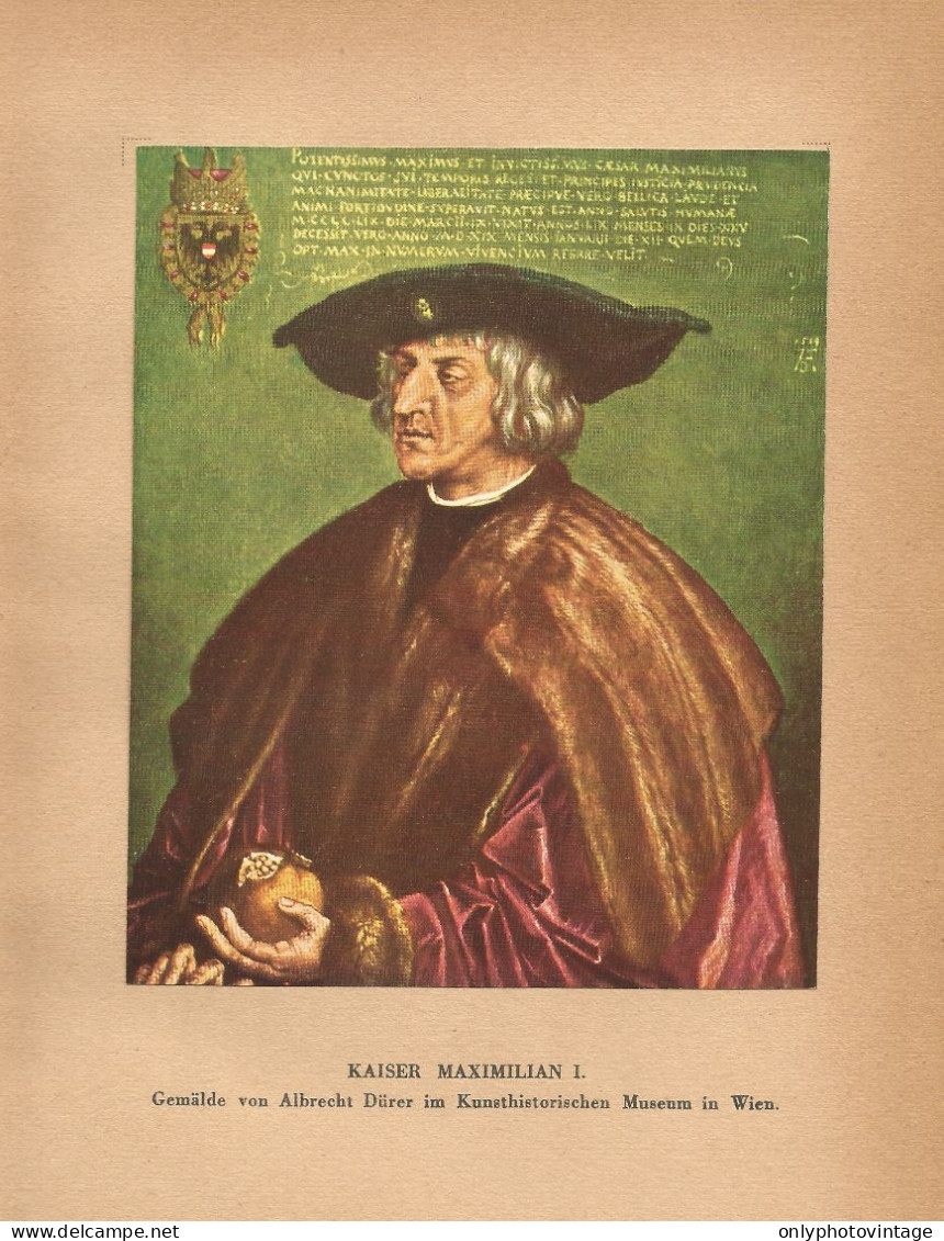 Kaiser Maximilian I - Stampa D'epoca - 1920 Old Print - Stiche & Gravuren