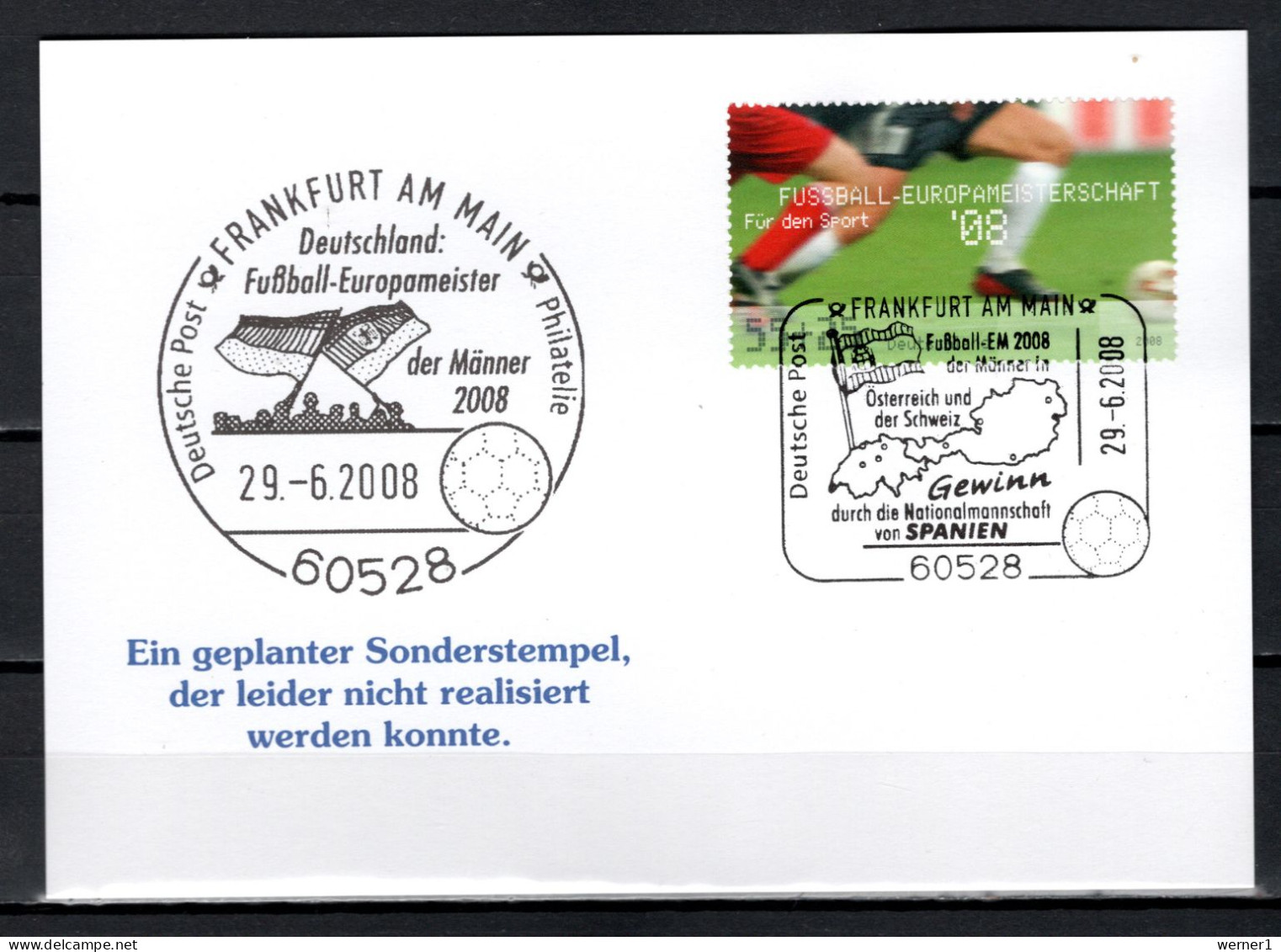 Germany 2008 Football Soccer European Championship Commemorative Card With Special Stamp Which Could Not Be Realized - Championnat D'Europe (UEFA)