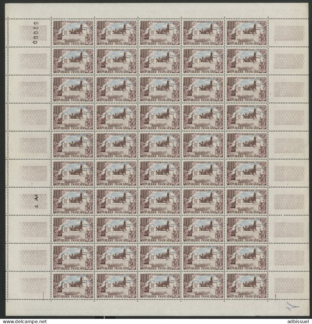 N° 1222 30 Fr PERPIGNAN Feuille Complète De 50 Ex Neufs ** (MNH) Cote 60 € - Full Sheets