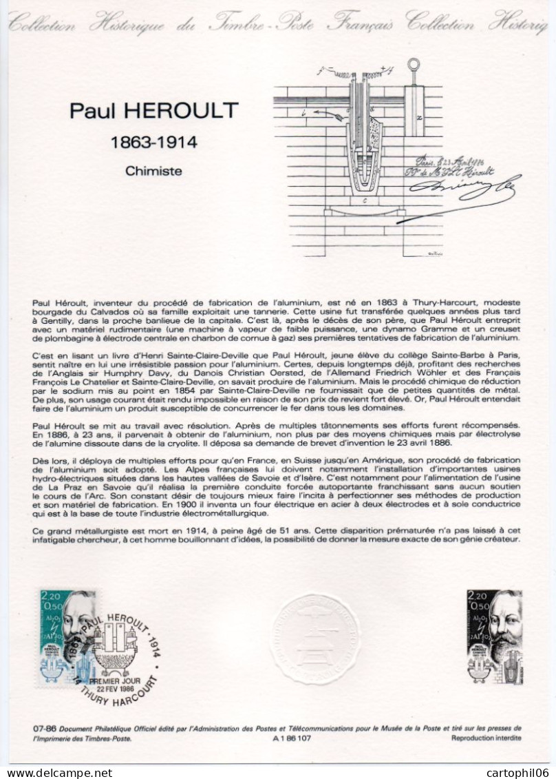 - Document Premier Jour PAUL HEROULT (1863-1914) - THURY HARCOURT 22.2.1986 - - Química