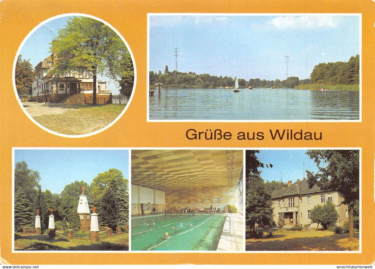 Wildau Klubhaus Dahme Ehrenmal Schwimmhalle Rathaus Glca.1970 #172.105 - Autres & Non Classés