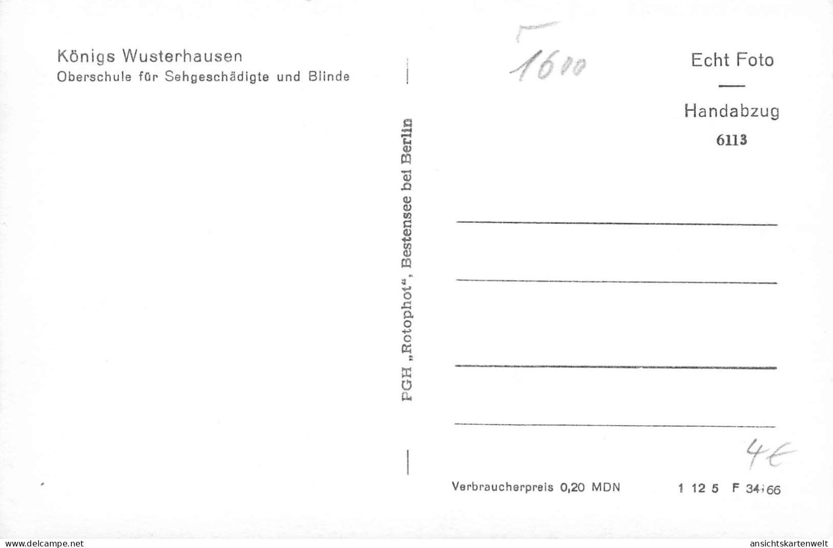 Königs Wusterhausen Oberschule Für Sehgeschädigte Und Blinde Ngl #172.107 - Other & Unclassified