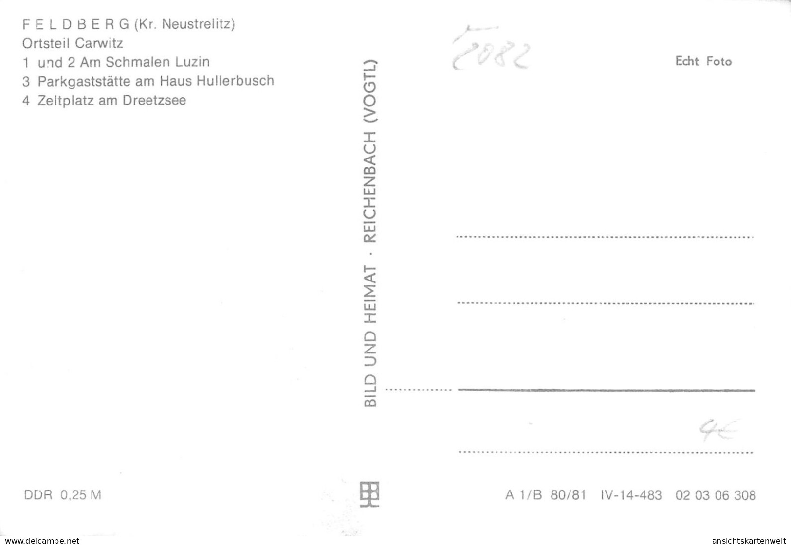 Carwitz (Kreis Neustrelitz) Parkgaststätte Zeltplatz Luzin Ngl #172.141 - Sonstige & Ohne Zuordnung