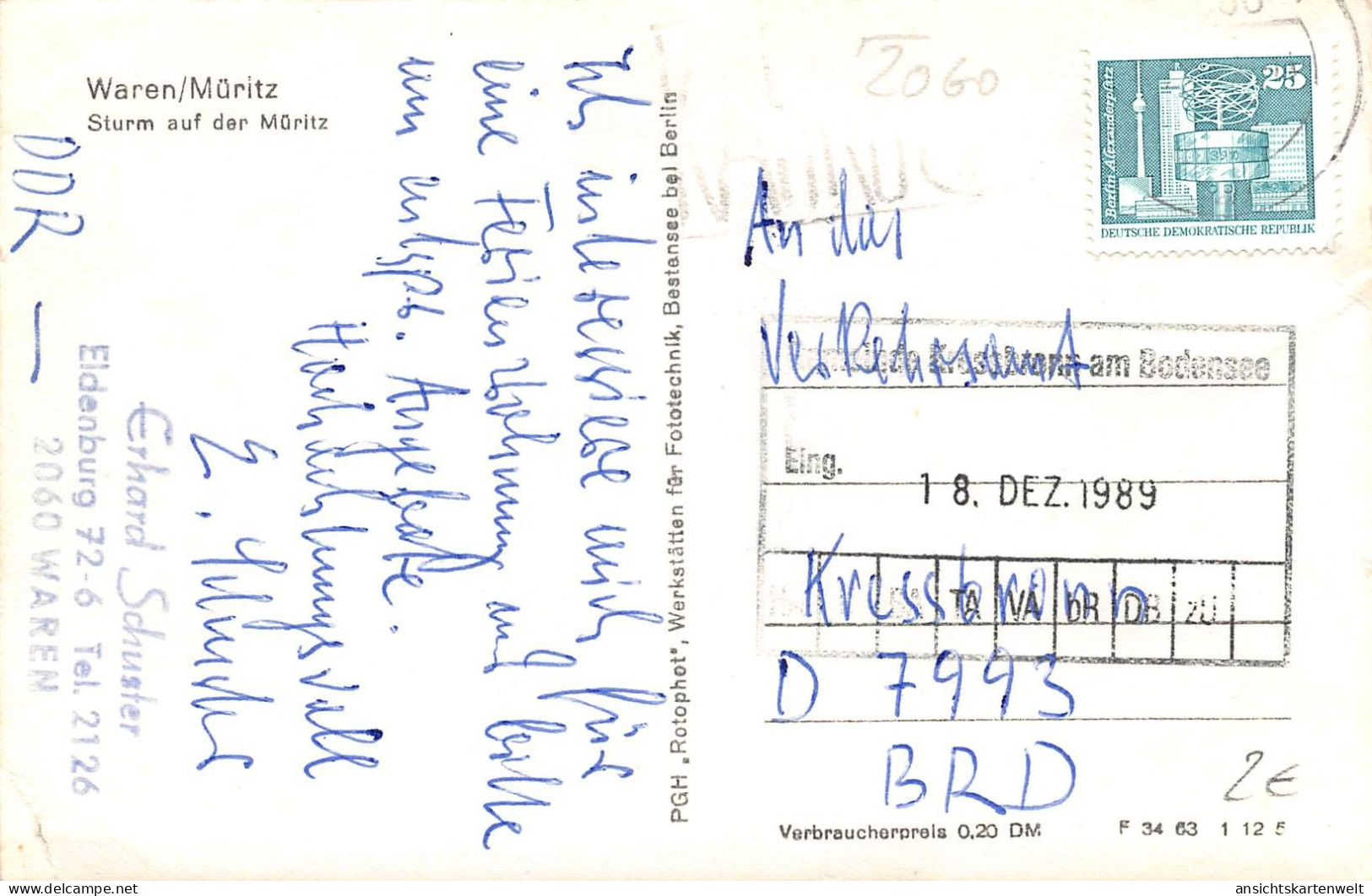 Waren/Müritz Sturm Auf Der Müritz Gl1989 #172.142 - Other & Unclassified