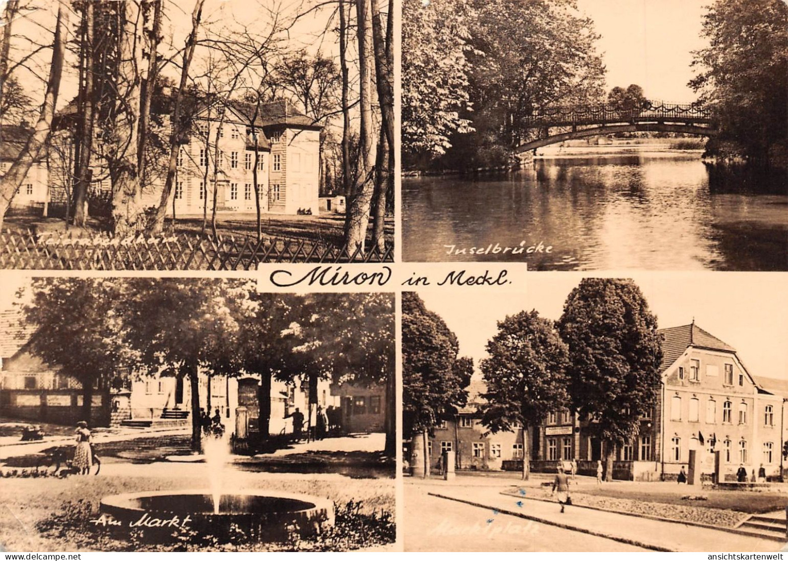 Mirow In Mecklenburg Marktplatz Inselbrücke Feierabendheim Glca.1970 #172.138 - Sonstige & Ohne Zuordnung