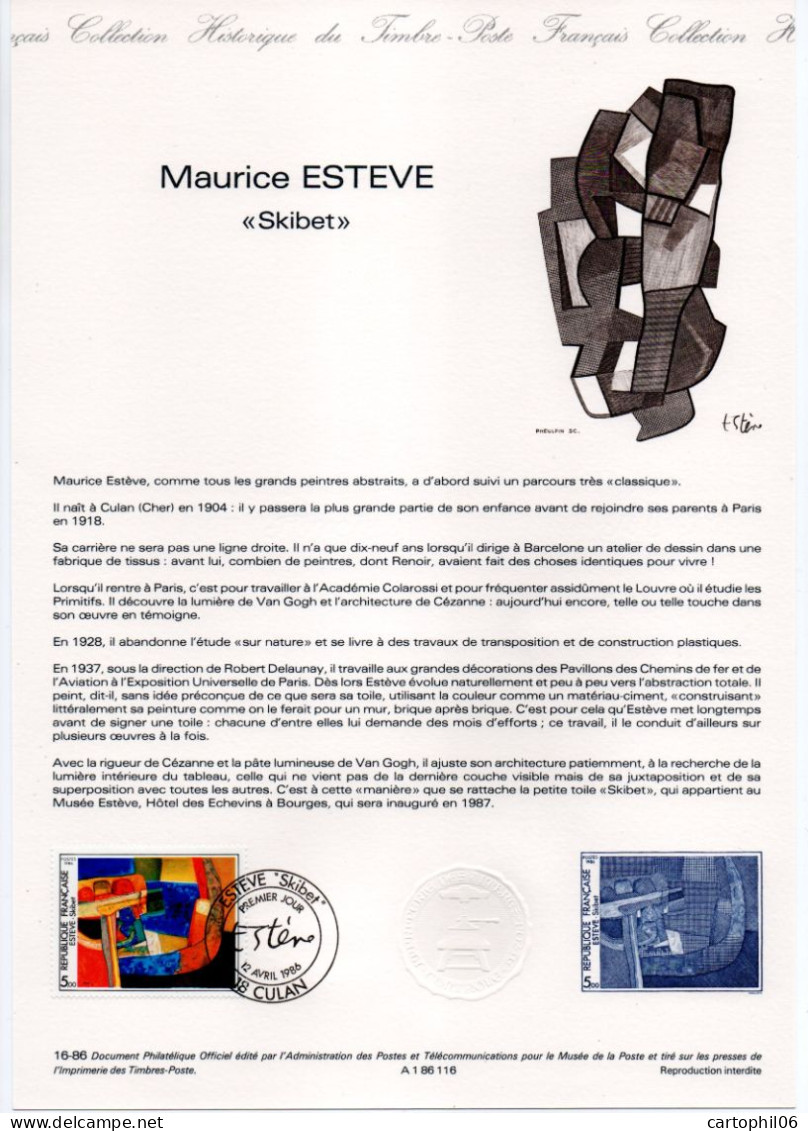 - Document PREMIER JOUR MAURICE ESTEVE : Skibet - CULAN 12.4.1986 - - Autres & Non Classés