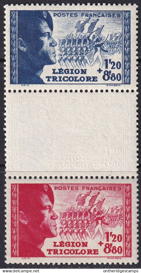 France 1942 Sc B147a Yt 566a Vertical Pair Set MNH** - Unused Stamps