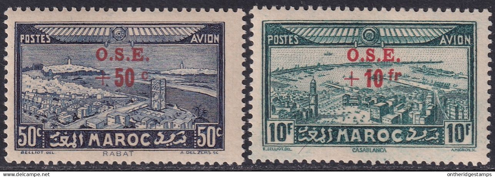 French Morocco 1938 Sc CB22-3 Marco Yt PA41-2 Air Post Set MNH** - Poste Aérienne