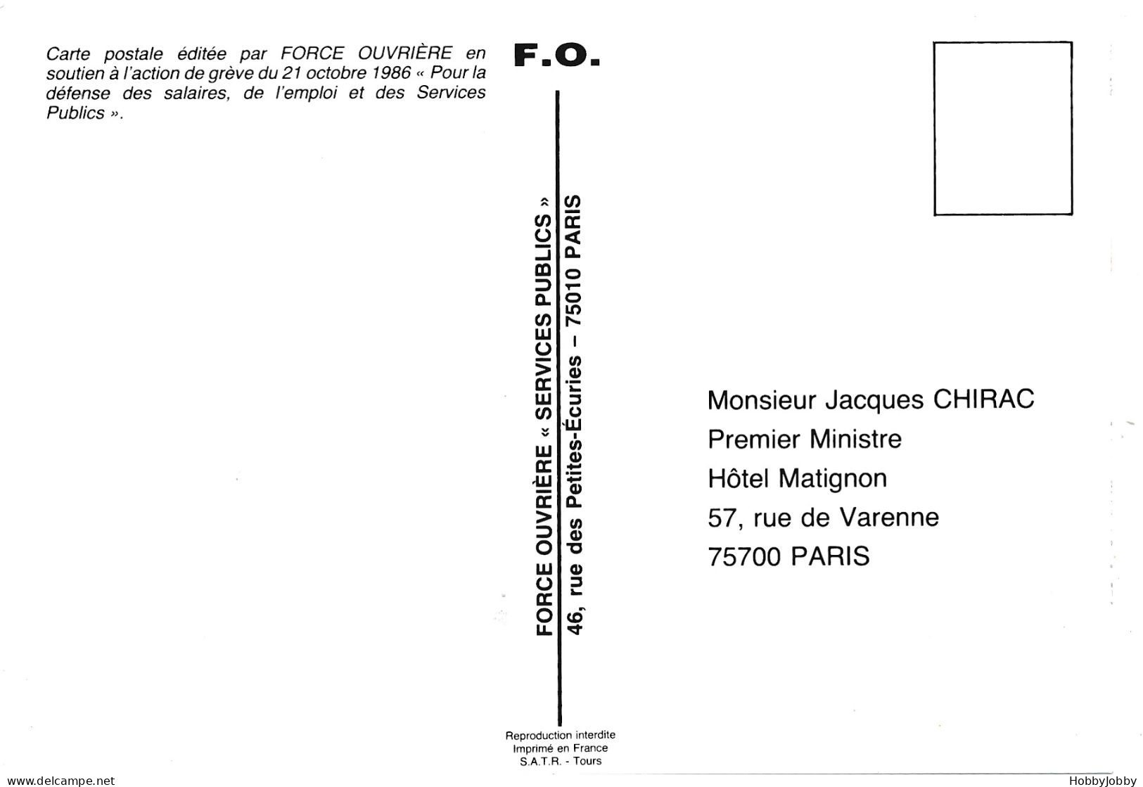 P.R.: MANTIEN DU POUVOIR D'ACHAT  SAUVEGARDE DU SERVICE PUBLIC To Jacques CHIRAC - Satiriques