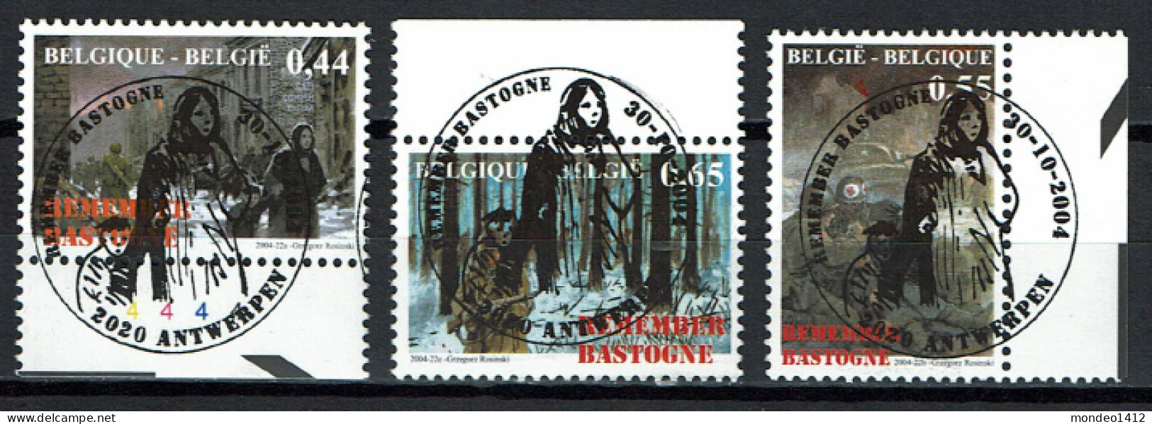 België OBP 3329/3331 - Bastogne Slag Om De Ardennen, Bataille Des Ardennes - Remember Bastogne - Used Stamps