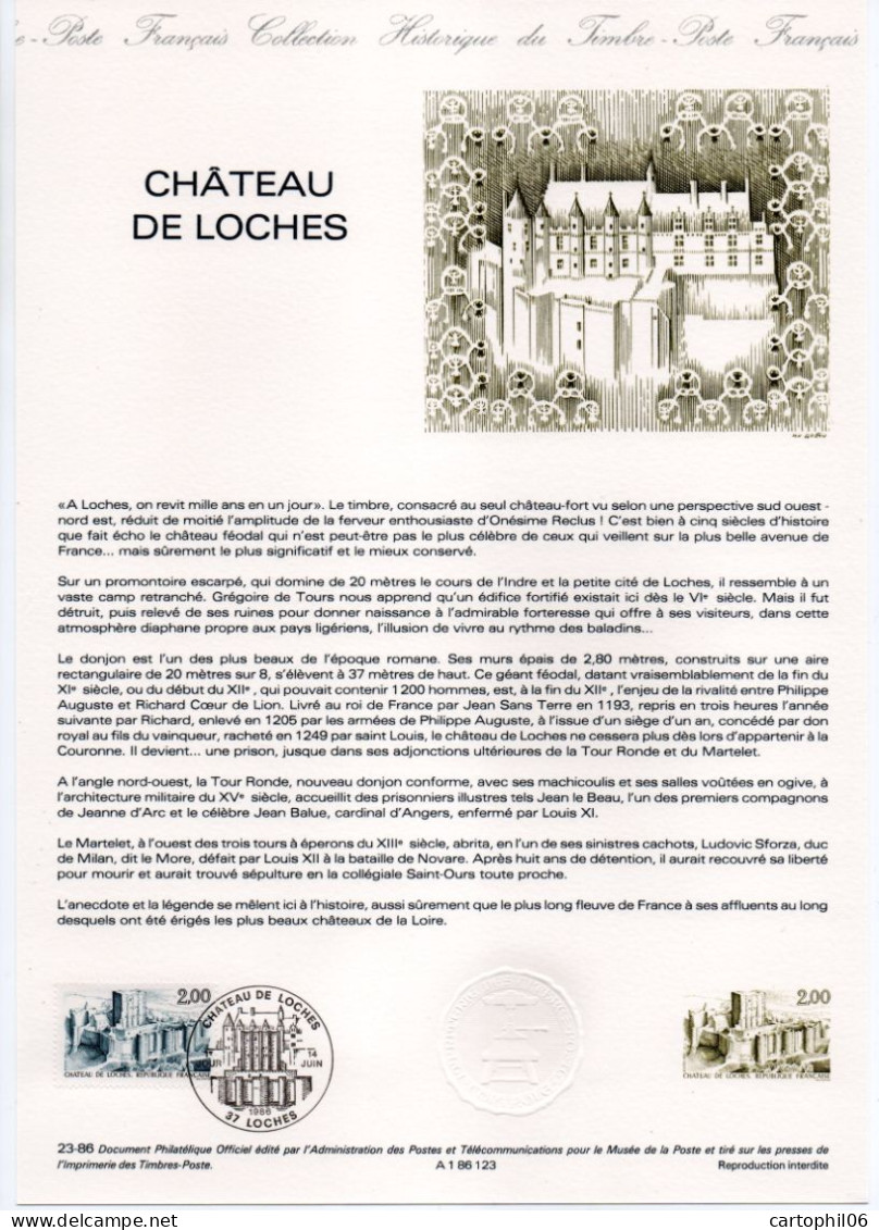 - Document Premier Jour LE CHÂTEAU DE LOCHES 14.6.1986 - - Castelli