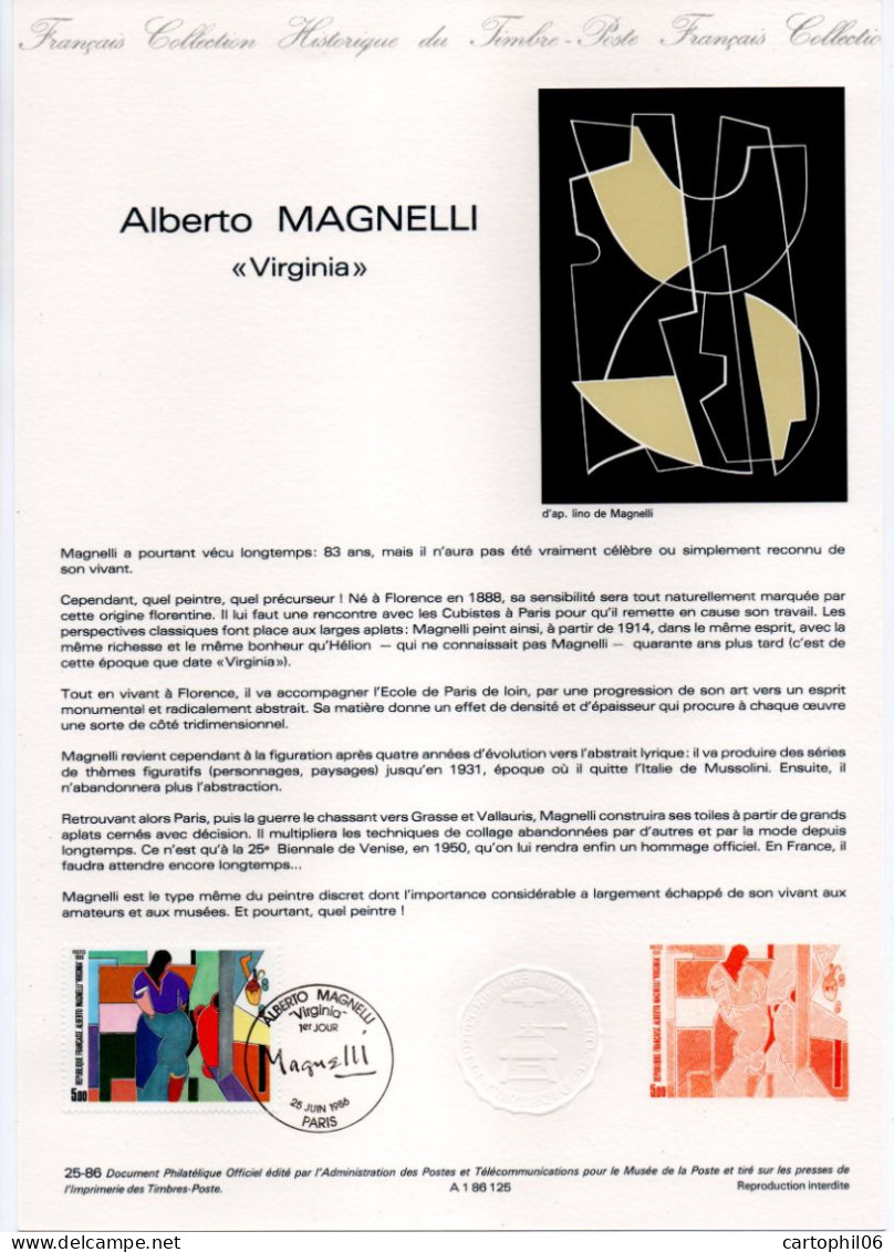 - Document Premier Jour ALBERTO MAGNELLI : Virginia - PARIS 25.6.1986 - - Sonstige & Ohne Zuordnung