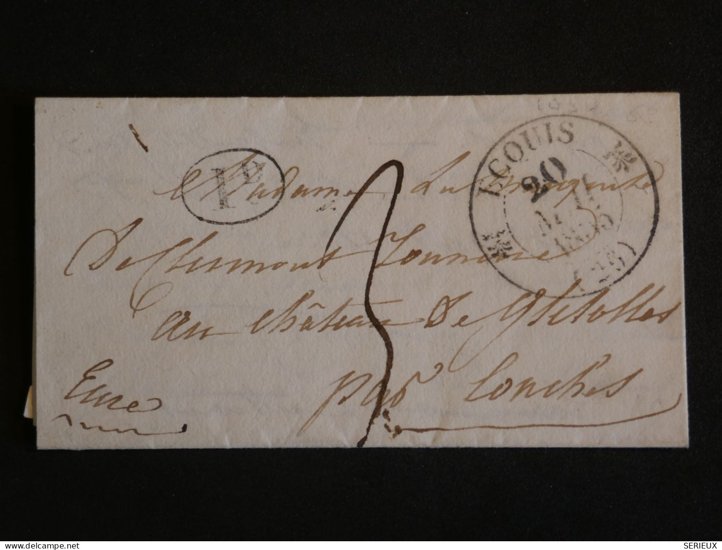 DN15 FRANCE  LETTRE  RR  1835 PETIT BUREAU  ECOUIS A CONCHES   ++ AFF. INTERESSANT++ - 1801-1848: Précurseurs XIX