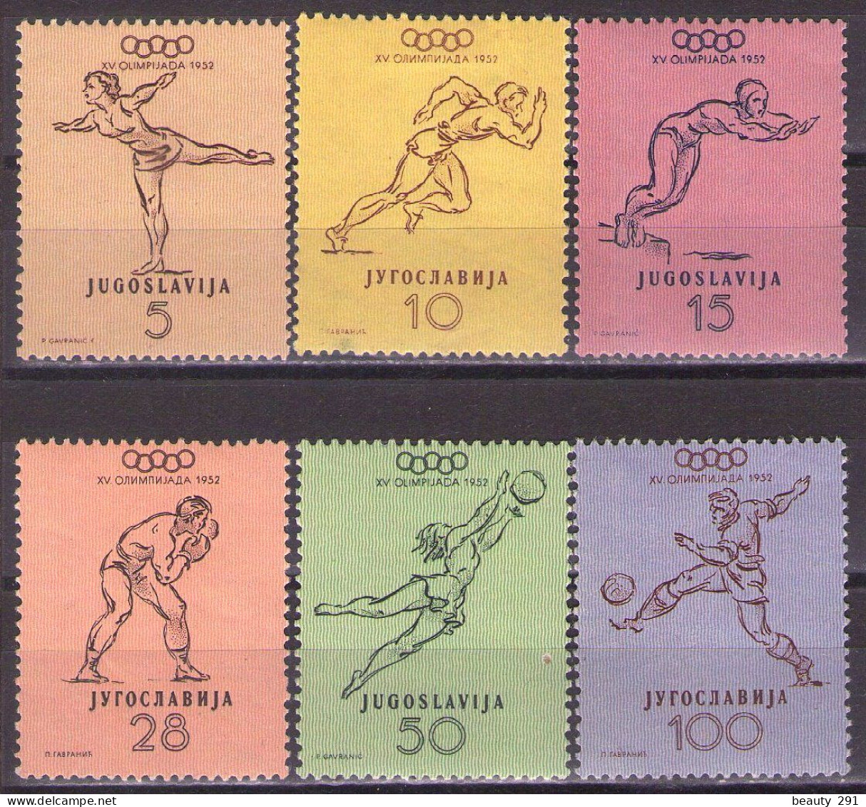 Yugoslavia 1952 - Summer Olympic Games-Helsinki - Mi 698-703 - MNH**VF - Neufs