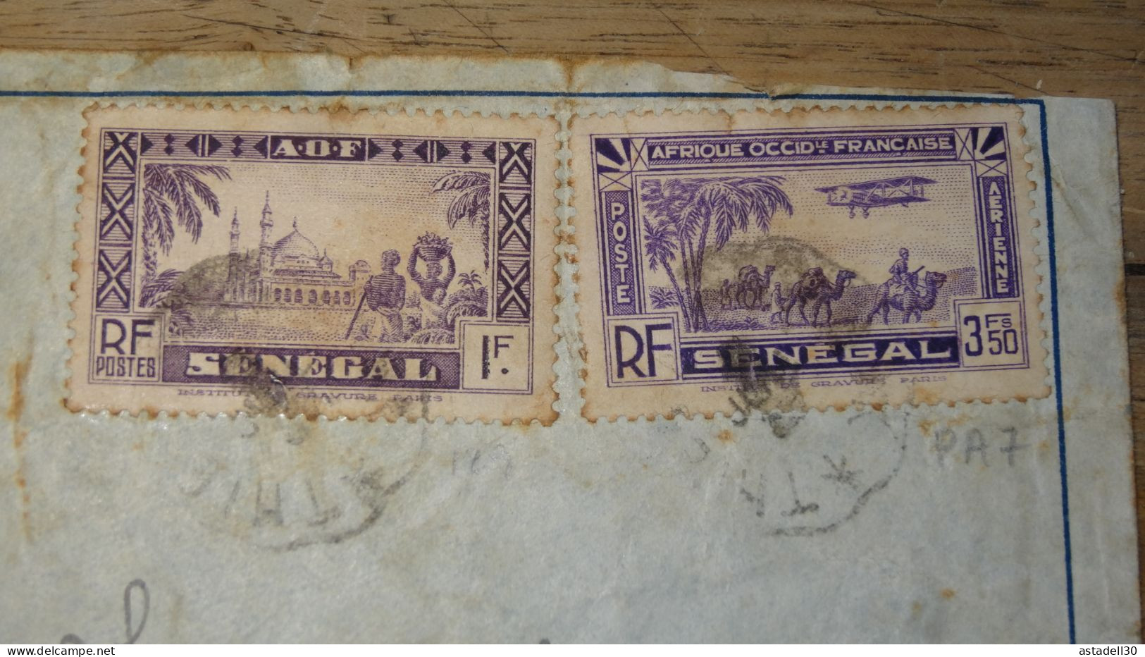 Enveloppe, Par AEROPOSTALE,  Thies, SENEGAL - 1937   ........... Boite1 ........... 240424-33 - Storia Postale