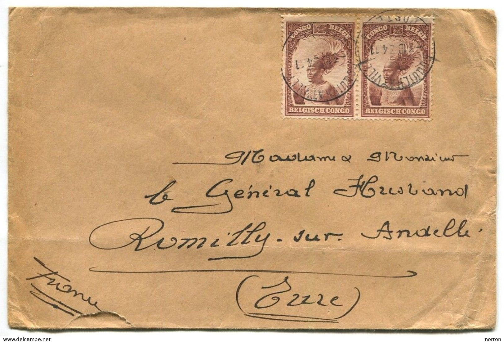 Congo Coquilhatville Oblit. Keach 7A4 Sur C.O.B. 177 (paire) Sur Lettre Vers La France Le 03/10/1934 - Briefe U. Dokumente