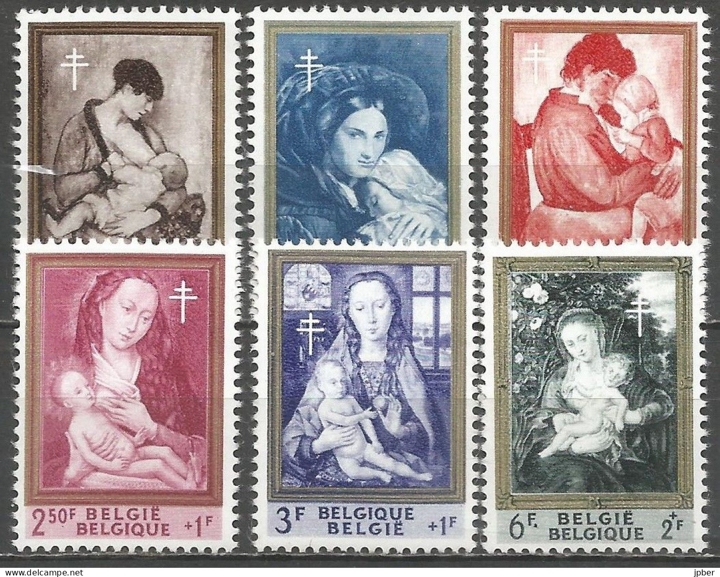 Belgique - Tableaux "Mère Et Enfant" - Paulus, Navez, Permeke, Van Der Weyden, Memling, Rubens - N°1198 à 1203 ** - Nuovi