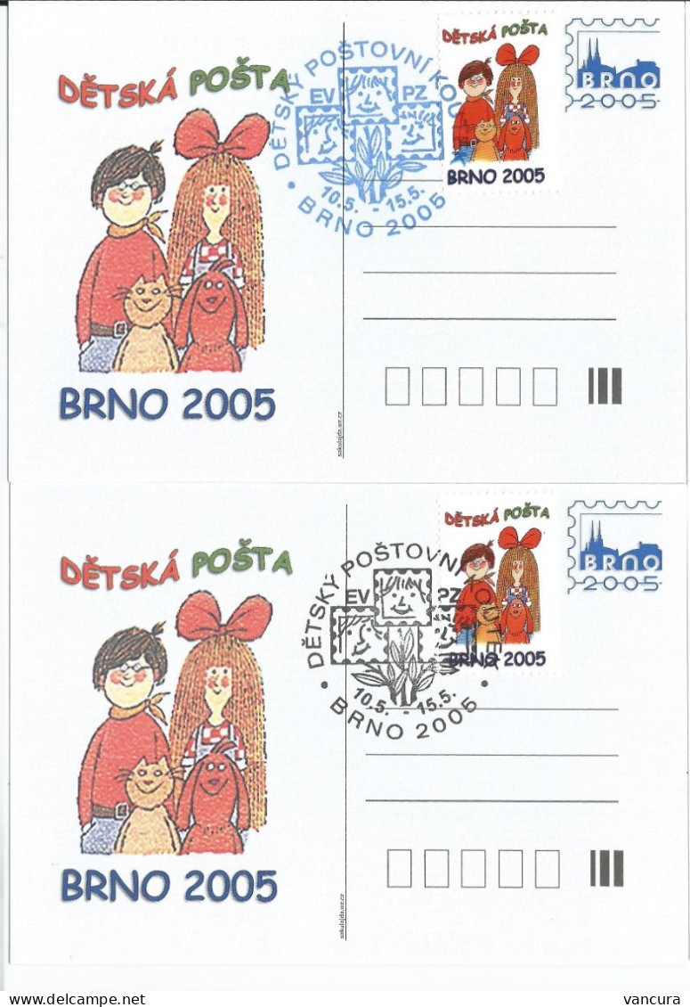 Cards Czech Republic Stamp Exhibition Brno/Brünn 2005 Cat And Dog Cinema - Postales