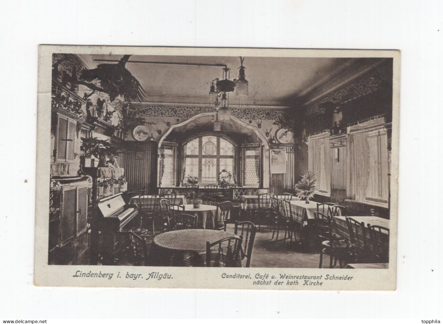 1917 Bayern Photokarte Innenbereich Cafe Schnneider Lindenberg Als Feldpostkarte - Lindenberg I. Allg.