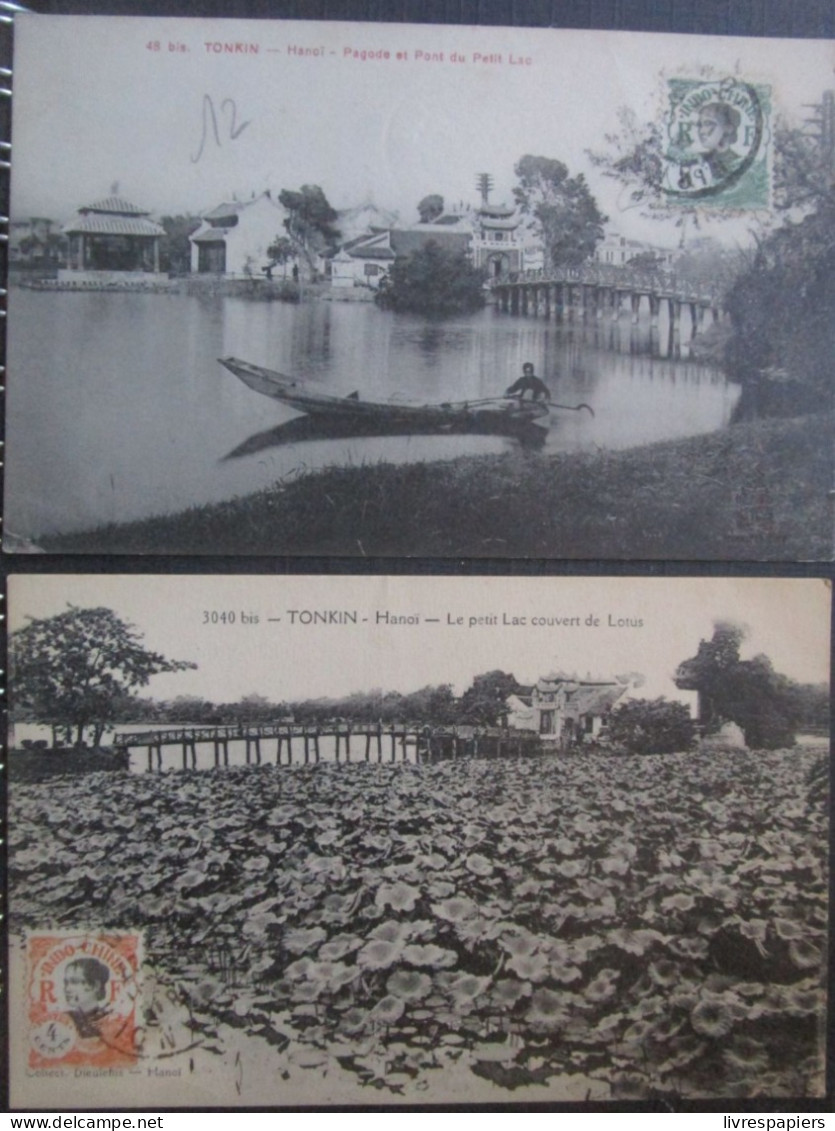 Indochine Lot 2 Hanoi Petit Lac , Cpa Timbrées - Vietnam