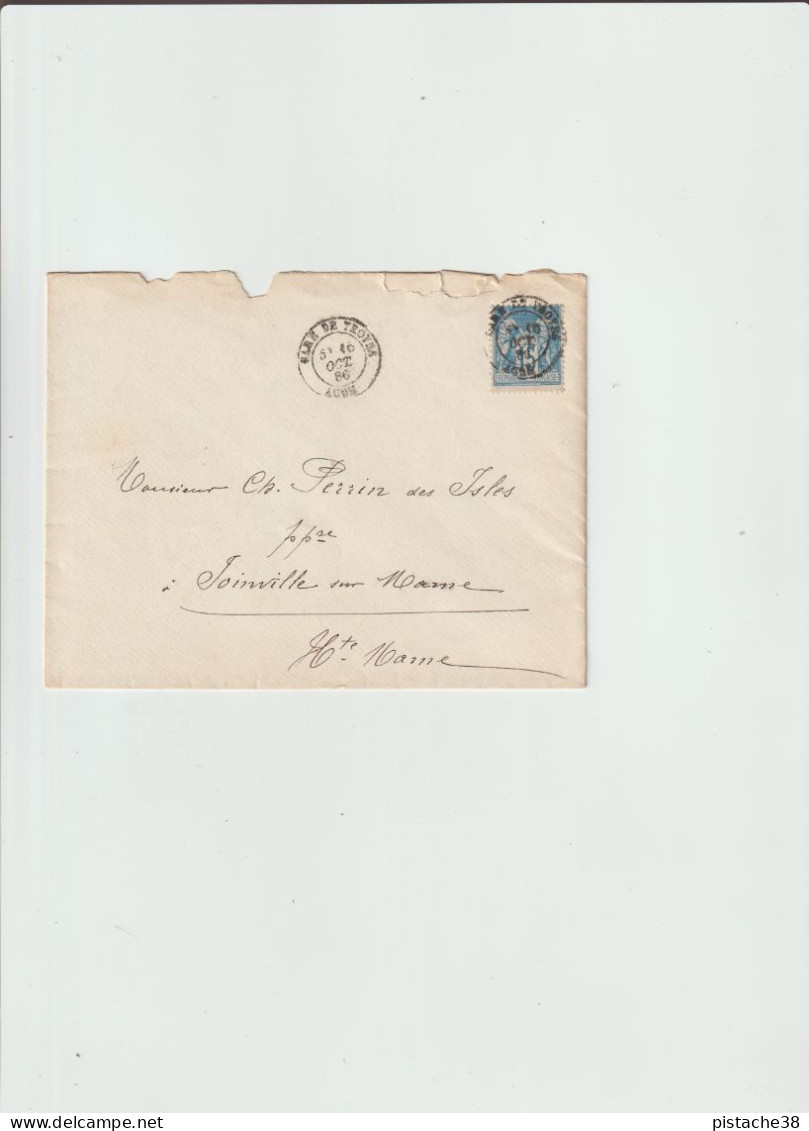 TAMPON De GARE DE TROYES De Octobre 1886 Adressé à JOINVILLE (52) - Sonstige & Ohne Zuordnung
