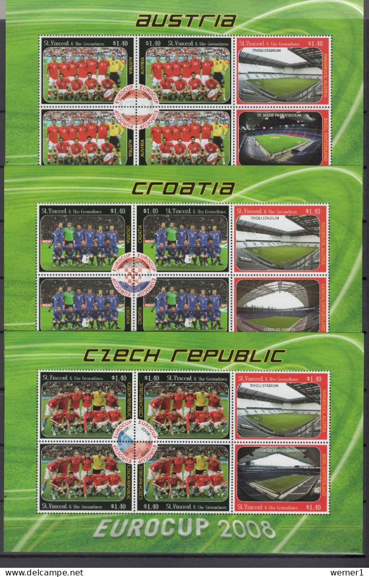 St. Vincent 2008 Football Soccer European Championship 15 Sheetlets MNH - UEFA European Championship