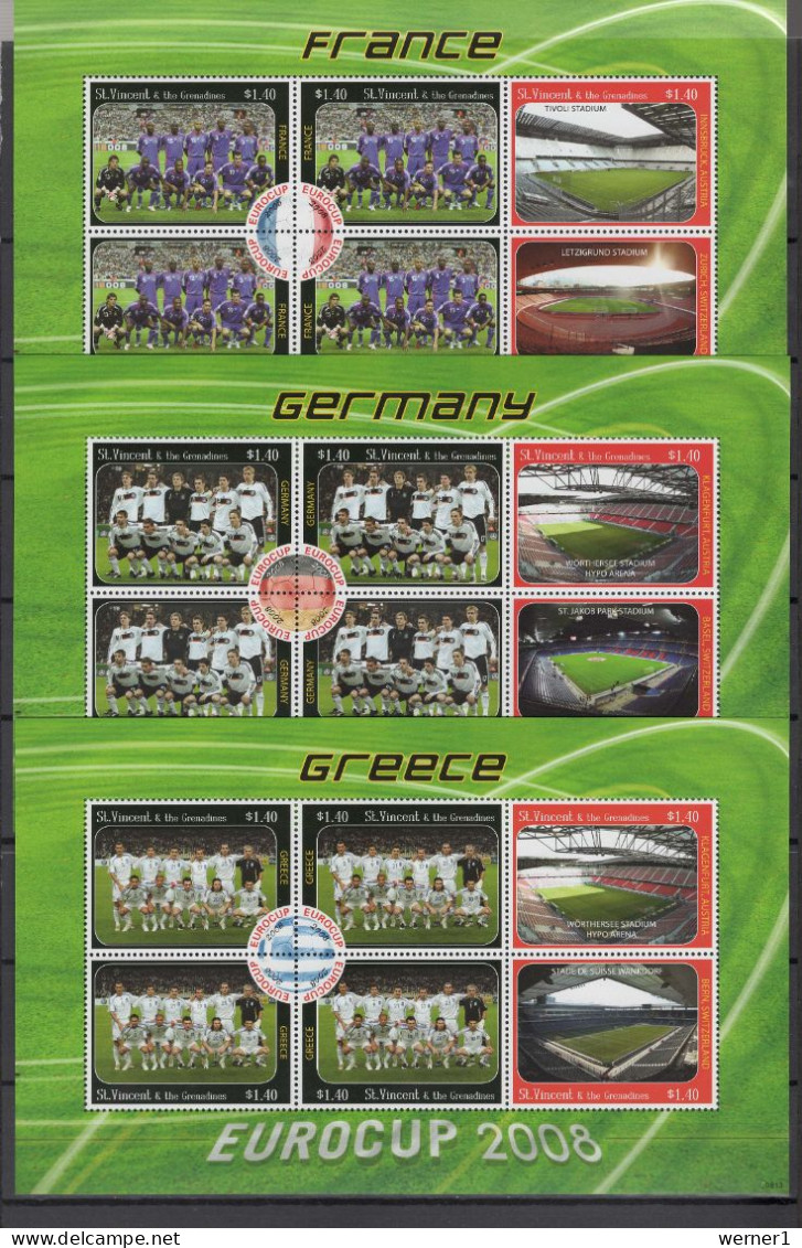 St. Vincent 2008 Football Soccer European Championship 15 Sheetlets MNH - UEFA European Championship