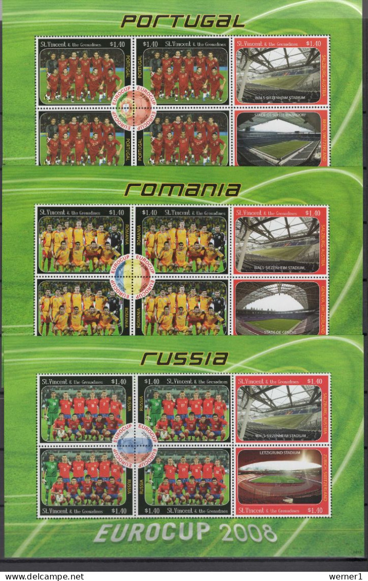 St. Vincent 2008 Football Soccer European Championship 15 Sheetlets MNH - Europees Kampioenschap (UEFA)