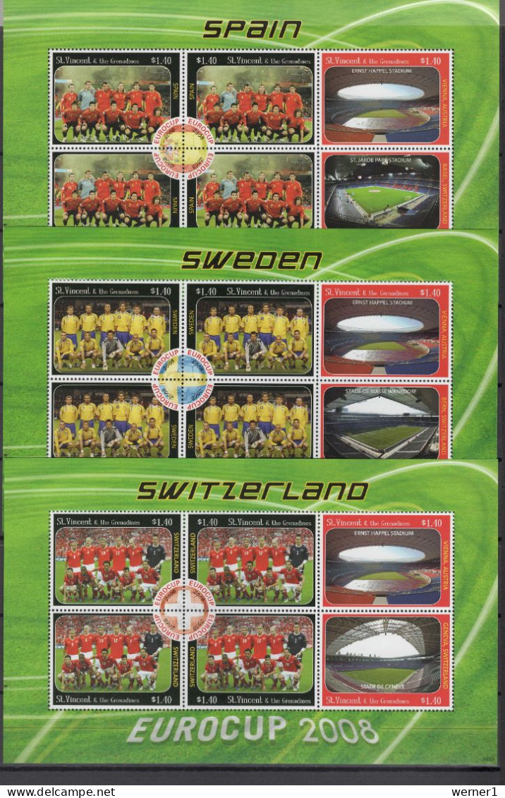 St. Vincent 2008 Football Soccer European Championship 15 Sheetlets MNH - Europei Di Calcio (UEFA)