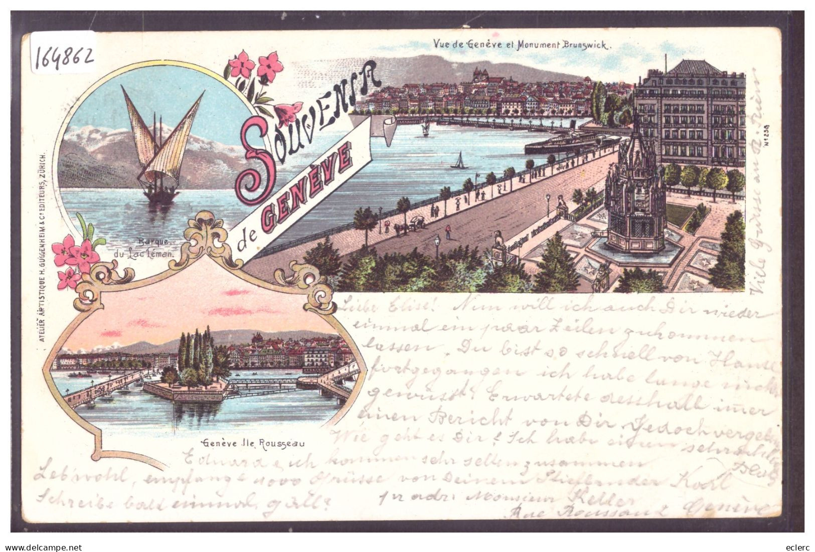 SOUVENIR DE GENEVE - LITHO - TB - Genève