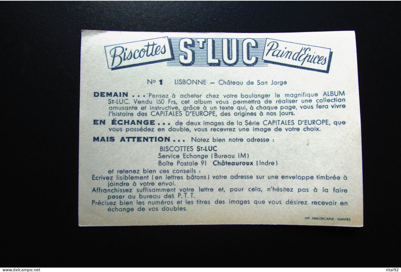 Chromo/image "Biscottes - Pain D'épices St LUC" - Série Album : Grandes Capitales D' EUROPE - Albums & Catalogues