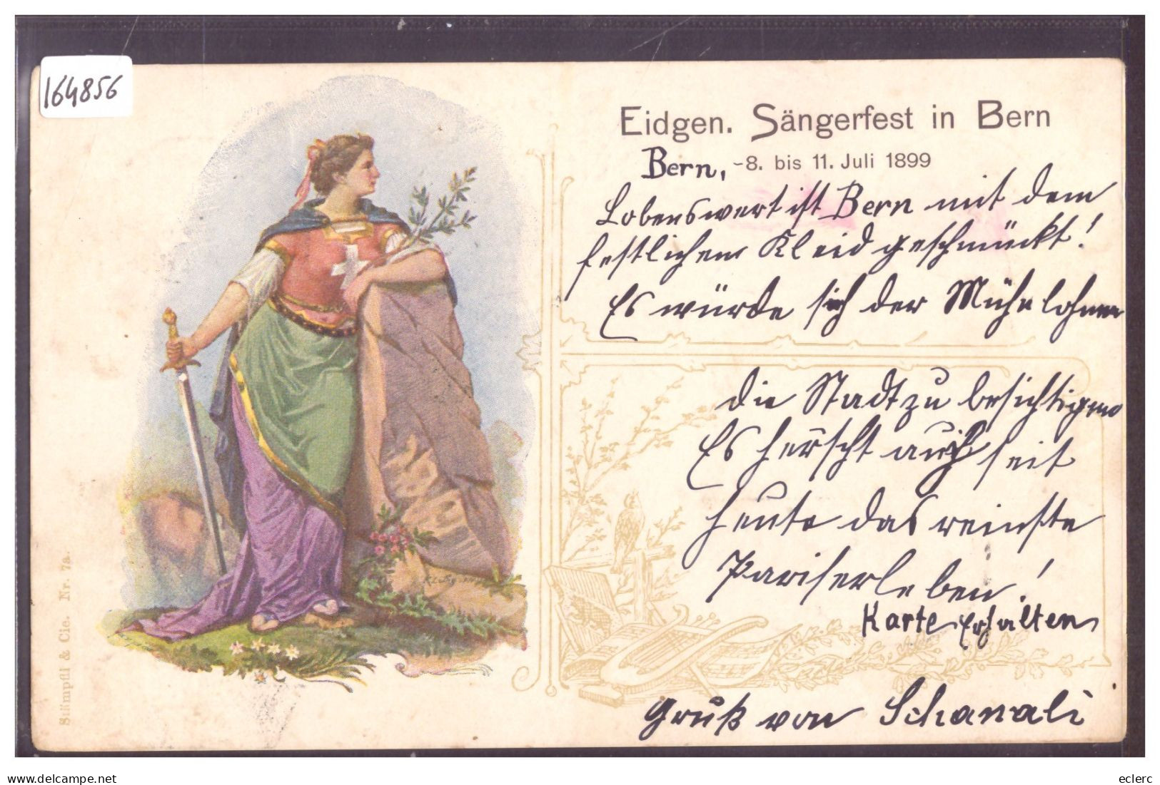 BERN - EIDG. SÄNGERFEST 1899 - B ( LEGERE FROISSURE COIN HAUT GAUCHE ) - Berna