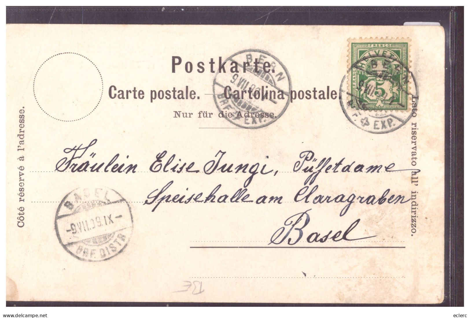 BERN - EIDG. SÄNGERFEST 1899 - B ( LEGERE FROISSURE COIN HAUT GAUCHE ) - Berna