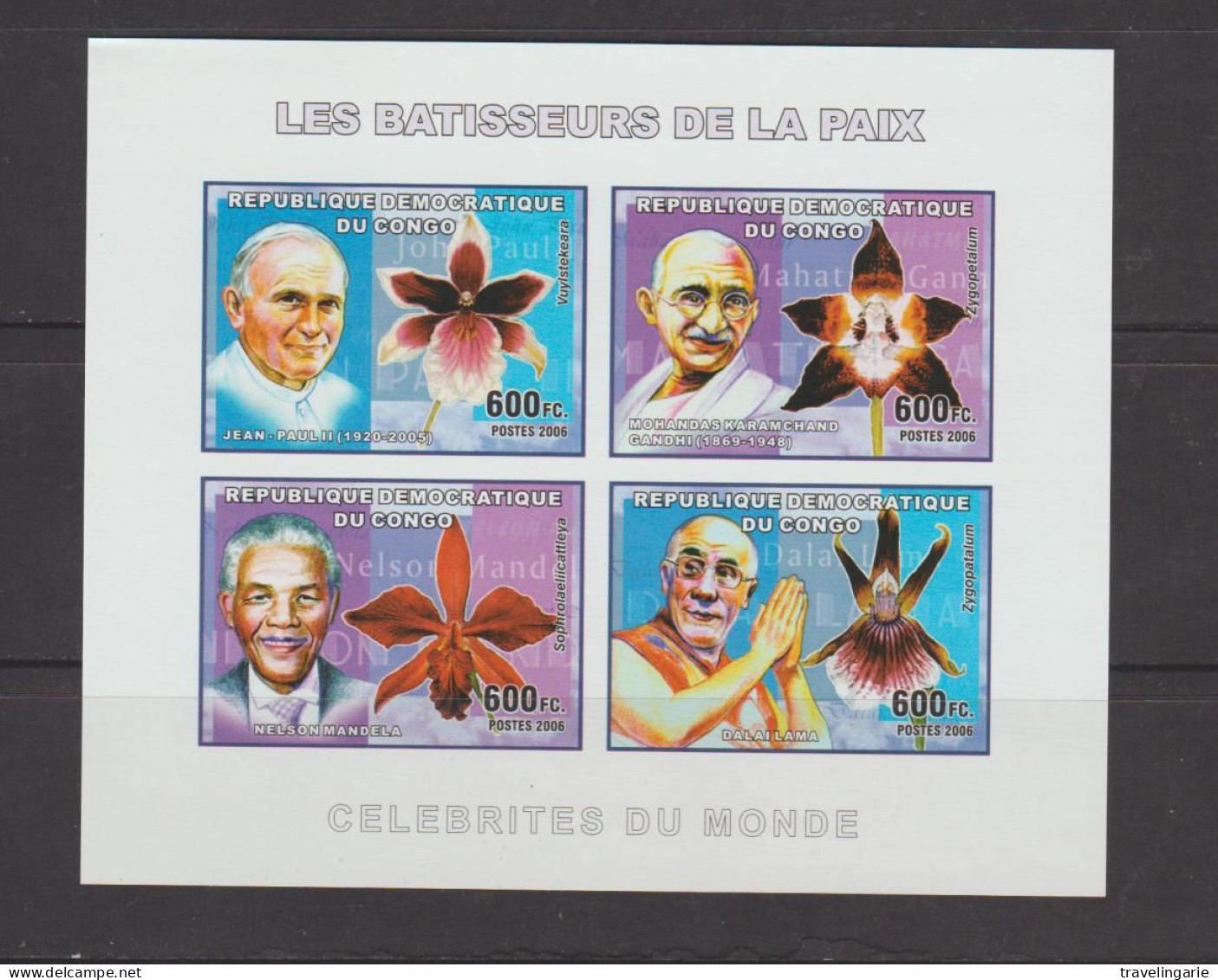 Democratic Republic Of Congo 2006 Builders Of Peace Sheetlet IMPERFORATE MNH ** - Neufs