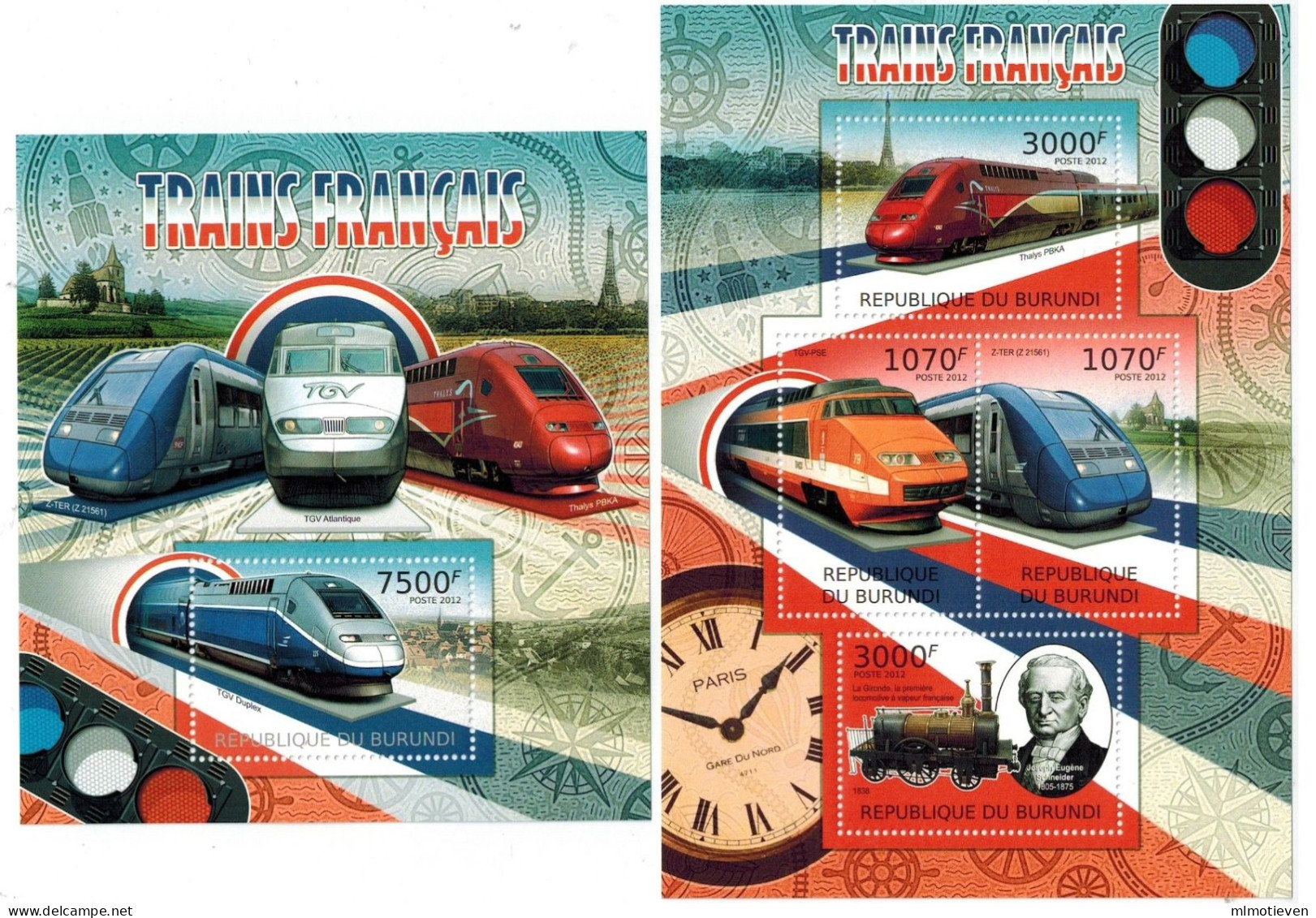 MVT-BK1-542 MINT PF/MNH ¤ BURUNDI 2012 BLOCK ¤ HISTORY OF TRAINS - CHEMINS DE FER EISENBAHN FERROVIE - Trenes