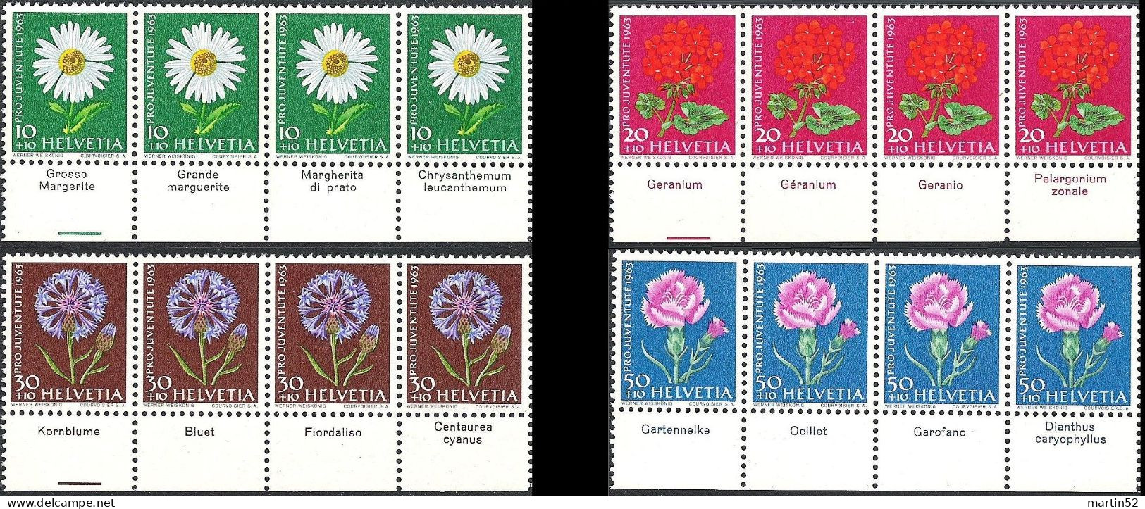 Schweiz Suisse Pro Juventute 1963: Zu WI 201-204 MI 787-790 Yv 722-725 C ** MNH + TAB In 4 Languages (SBK CHF 96.00) - Nuovi