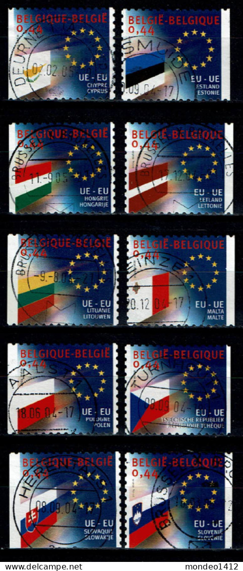 België OBP 3293/3302 - Zegels Uit Boekje B44 - The 10 New Members Of The European Union - Used Stamps