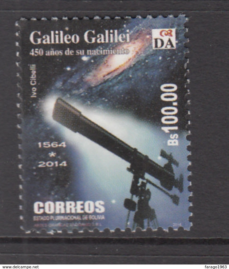 2014 Bolivia Space Galileo Astronomy  Complete Set Of 1 MNH - Bolivië