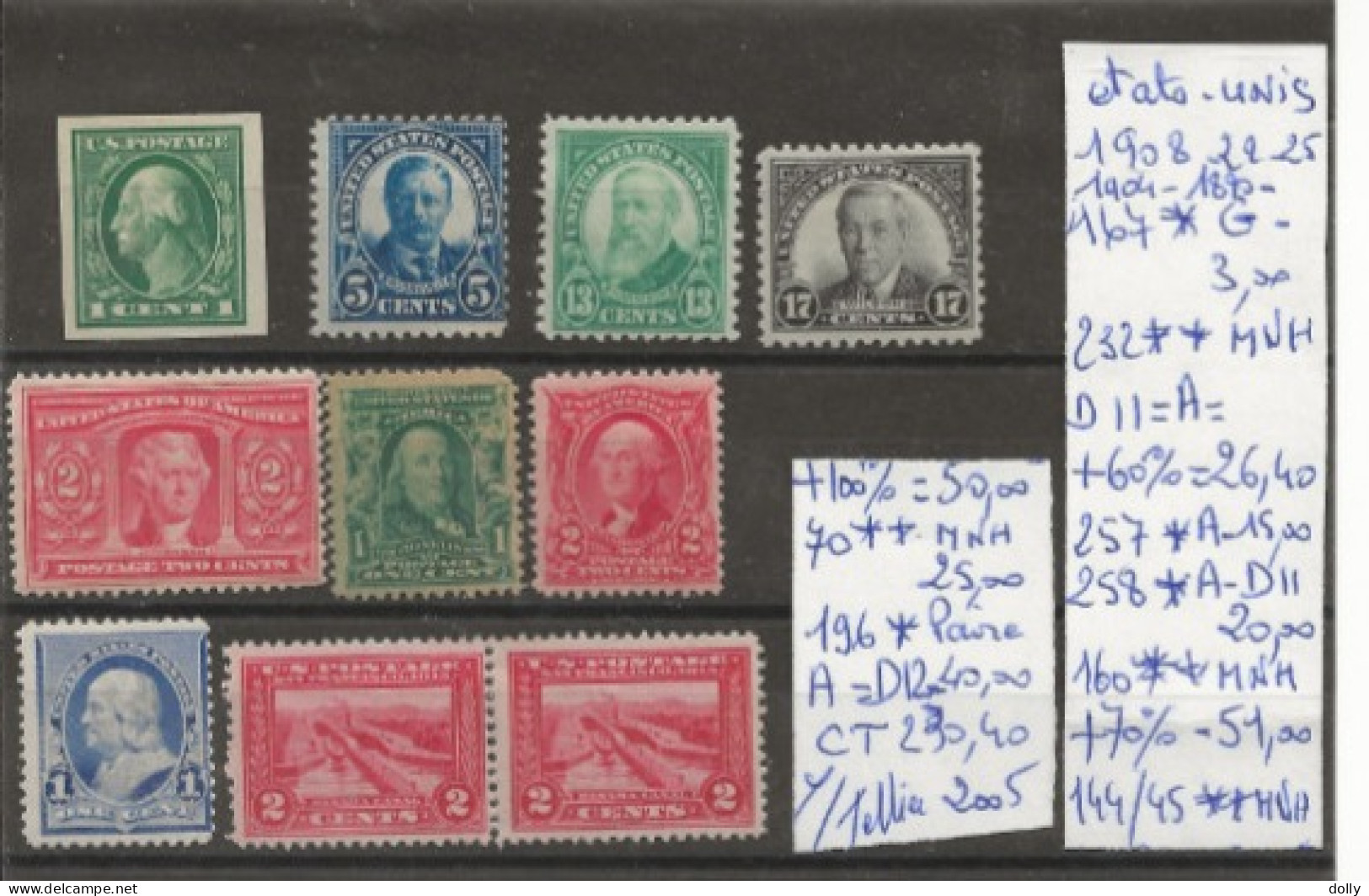 TIMBRES DES ETATS-UNIS NEUF**MNH 1908 Nr VOIR SUR PAPIER AVEC TIMBRES COTE 230.40 € - Ungebraucht