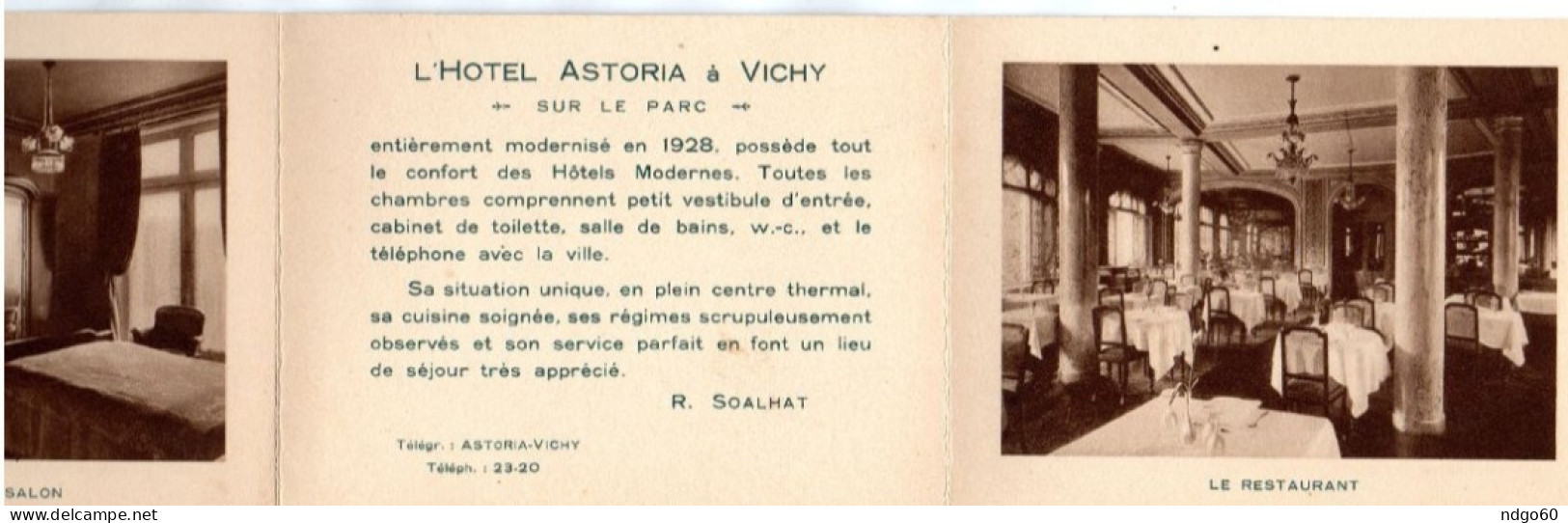 Vichy - Hôtel Astoria - Petit Dépliant Touristique , Format Carte Postale , En 3 Volets - Cuadernillos Turísticos