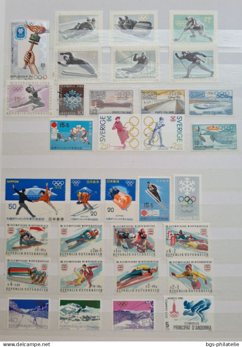 Collection de timbres sur le thème des Jeux olympiques.