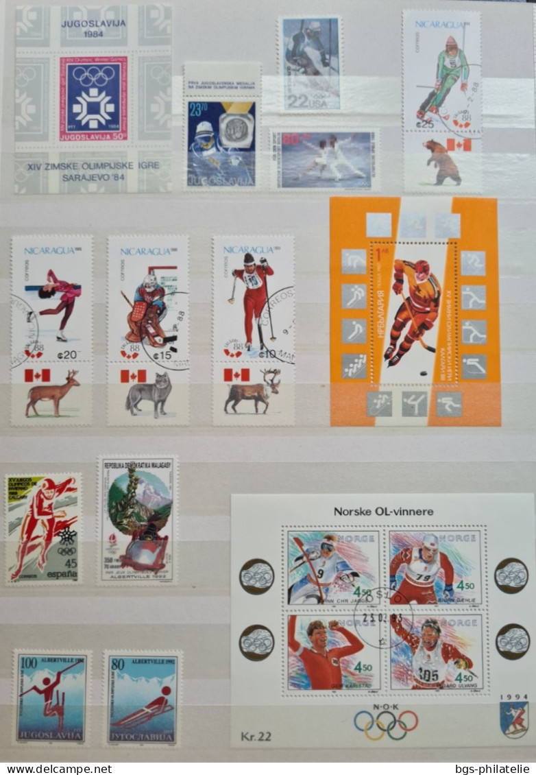 Collection de timbres sur le thème des Jeux olympiques.