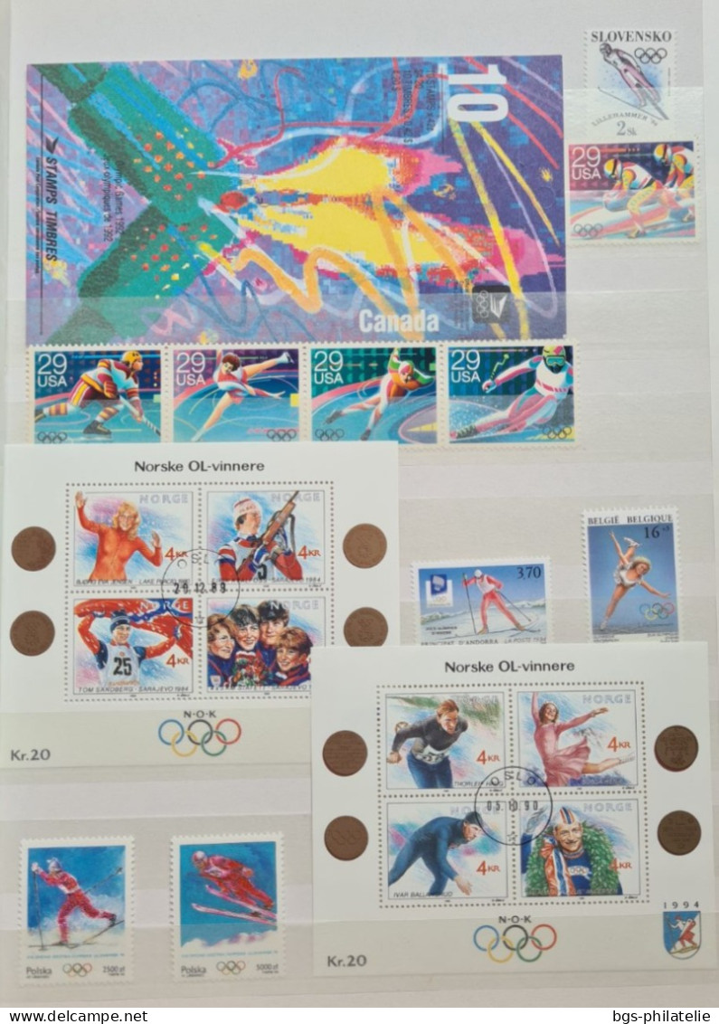 Collection de timbres sur le thème des Jeux olympiques.