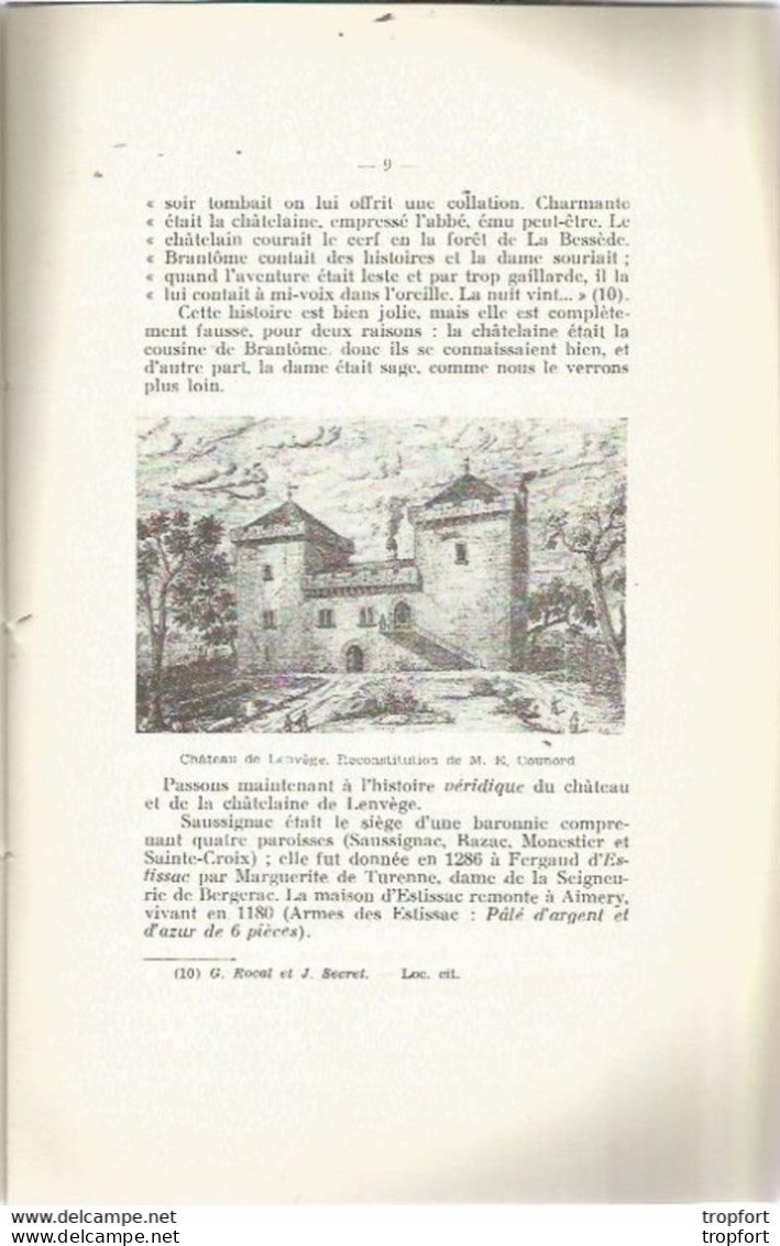EM10 / Livret LES TOURS De LENVEGE 1955 Saussignac Louis DESVERGNES Tableaux Généalogiques Famille BERAUDIERE - History