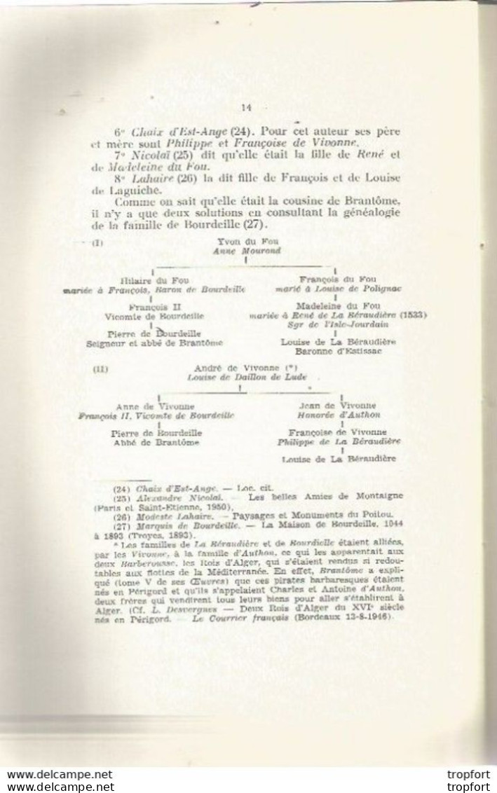 EM10 / Livret LES TOURS De LENVEGE 1955 Saussignac Louis DESVERGNES Tableaux Généalogiques Famille BERAUDIERE - Histoire