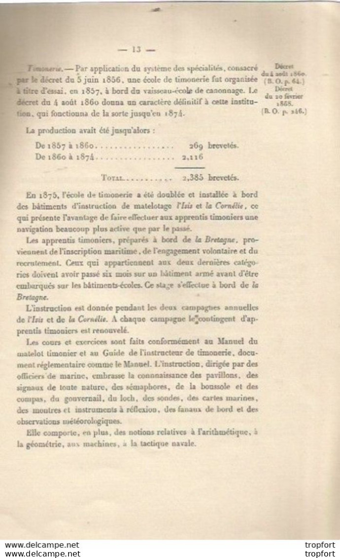 M10 / Livret NOTICE 1878 Marine Corps Des Equipages De La Flotte Recrutement Et Formation Spécialités - War 1939-45