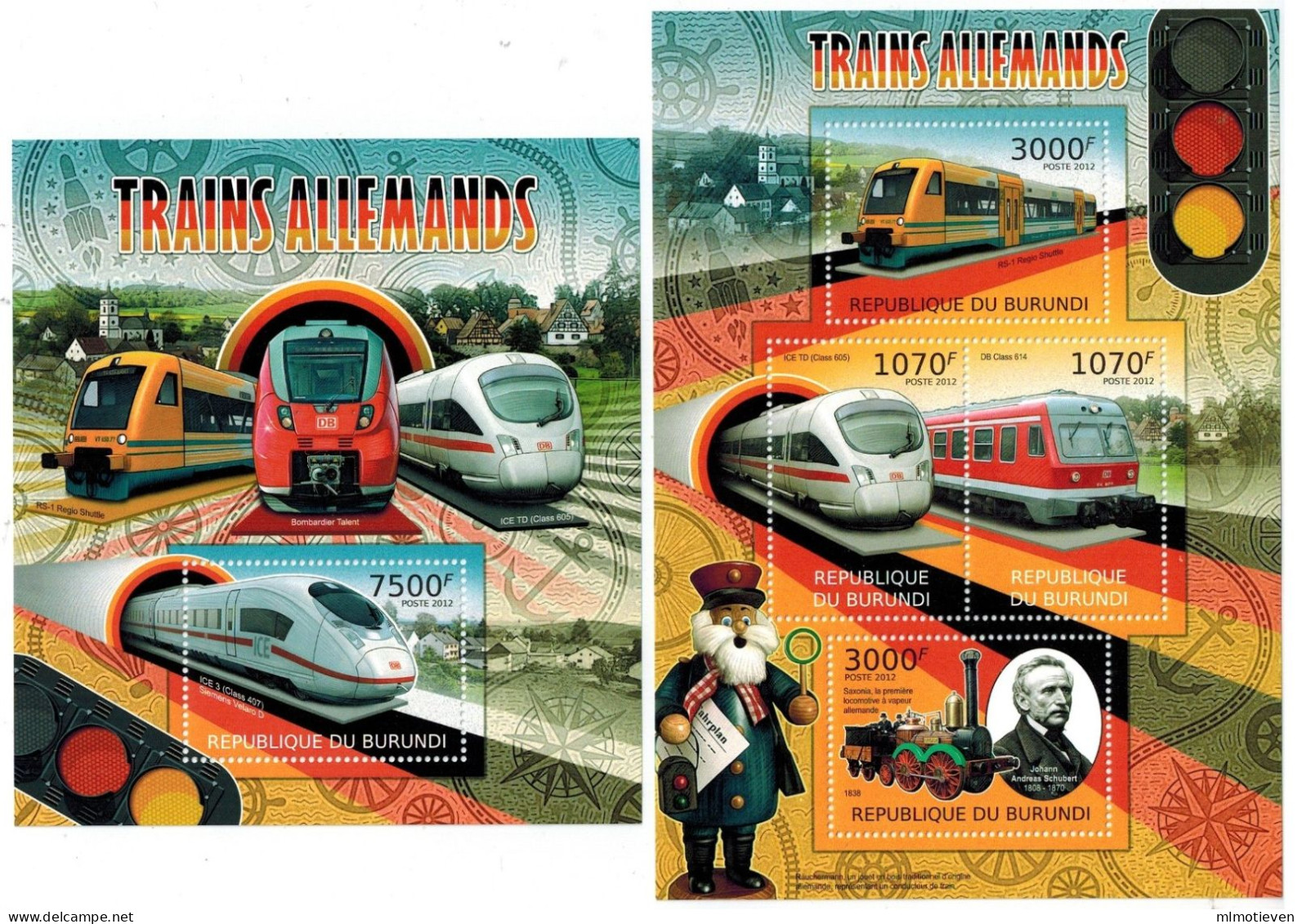 MVT-BK1-542 MINT PF/MNH ¤ BURUNDI 2012 BLOCK ¤ HISTORY OF TRAINS - CHEMINS DE FER EISENBAHN FERROVIE - Trains